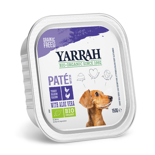Yarrah Organic Paté 12 x 150 g - luomukalkkuna & luomu- aloe vera