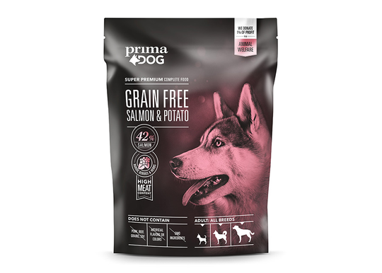 PrimaDog kuivaruoka GrainFree lohi-peruna 1,5 kg