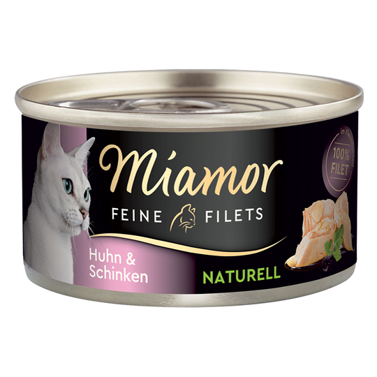Miamor Fine Filets Naturelle, 6 x 80 g - kana & kinkku