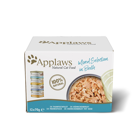 Applaws Adult -purkkilajitelmat 24 x 70 g - Mixed Selection in Broth