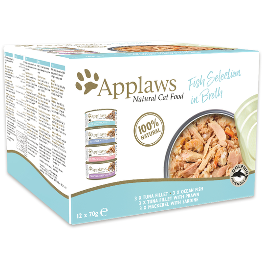 Applaws Adult -purkkilajitelmat 48 x 70 g - Fish Selection + Mixed Selection in Broth