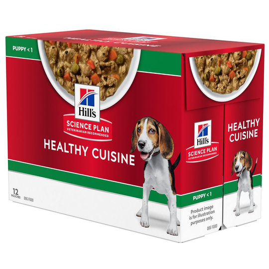 1 + 1 kaupan päälle! 24 x 90 g Hill's Science Plan Healthy Cuisine - Puppy Medium & Large kana