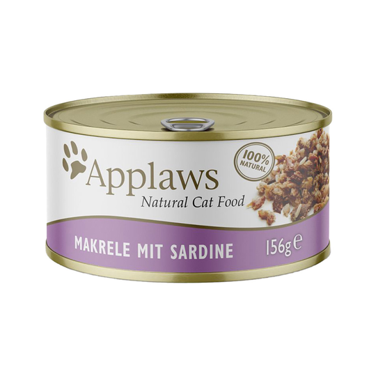 Applaws in Broth -kissanruoka 6 x 156 g - makrilli & sardiini
