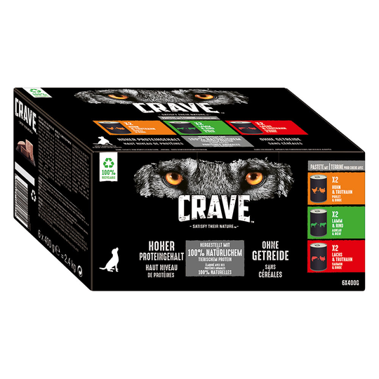 Crave Adult -koiranruoka 6 x 400 g - lajitelma (3 makua)
