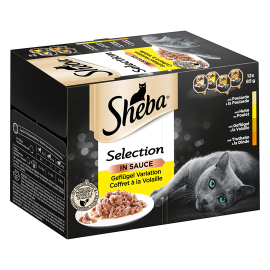 Sheba-rasialajitelma säästöpakkauksessa 48 x 85 g - Selection in Sauce