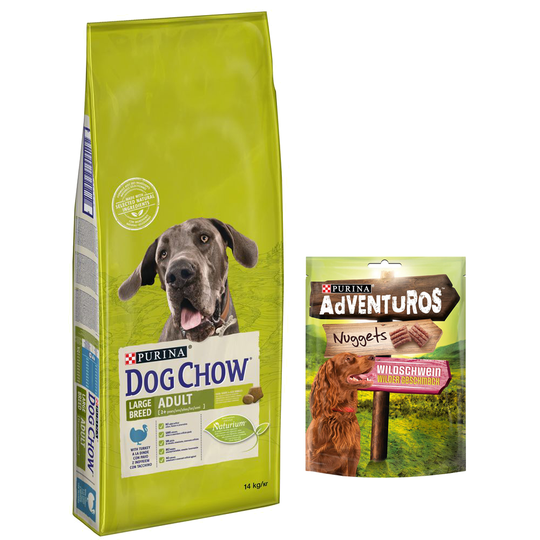 14 kg Purina Dog Chow + 300 g AdVENTuROS Nuggets kaupan päälle! - Large Breed Turkey