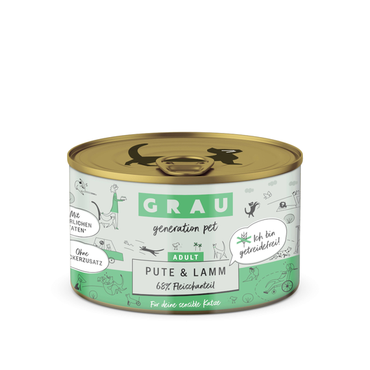 Grau Adult, viljaton 6 x 200 g - kalkkuna & lammas