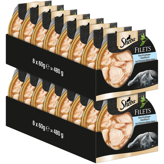 6 x 50 g Sheba-pussiruoat erikoishintaan! - Feine Filets - vaalea kala (16 x 60 g)