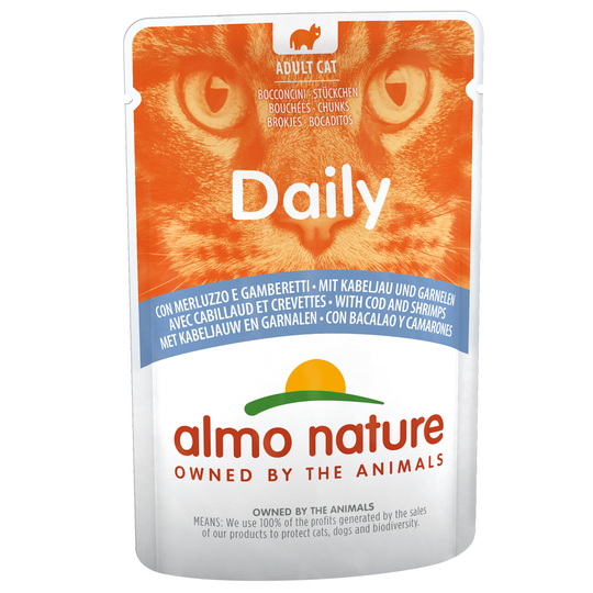 Almo Nature Daily Menu Pouch 6 x 70 g - turska & katkarapu