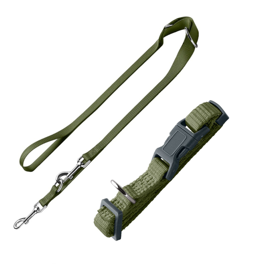 HUNTER London: kaulapanta + talutushihna, oliivinvihreä - Vario Basic S-koko + hihna 200 cm / 10 mm