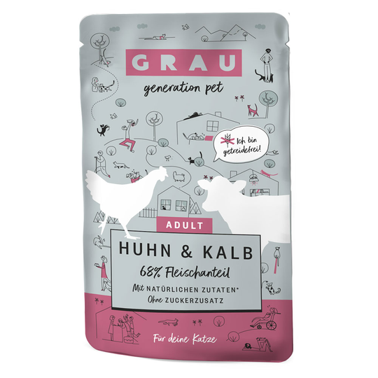Grau Adult, viljaton 16 x 125 g - kana & vasikka
