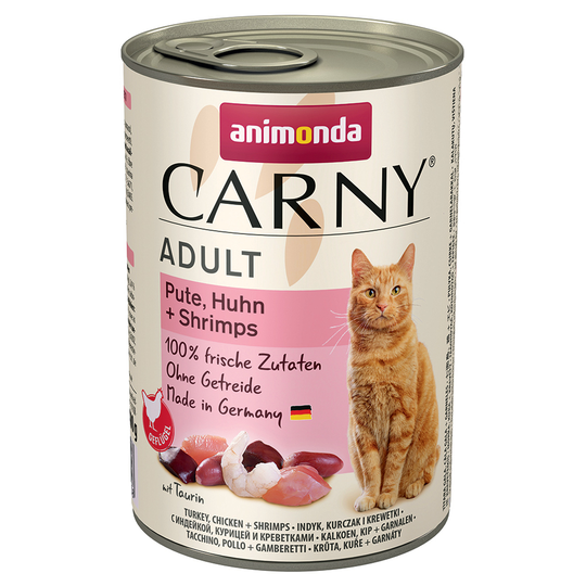 Animonda Carny kissanruoka 24 x 400 g: 20 + 4 kaupan päälle! - Adult: kalkkuna, kana, & katkarapu