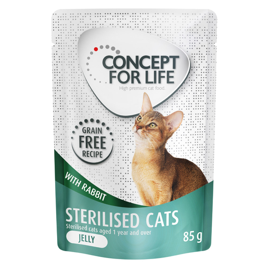 12 x 85 g Concept for Life viljaton erikoishintaan! - Sterilised Cats kani - hyytelössä