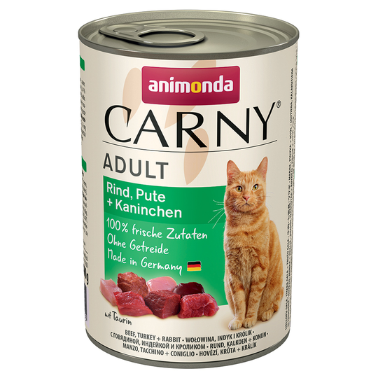 Animonda Carny kissanruoka 24 x 400 g: 20 + 4 kaupan päälle! - Adult: nauta, kalkkuna & kani