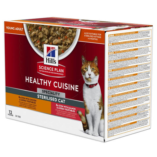 9 + 3 kaupan päälle! 12 x 80 Hill's Science Plan Healthy Cuisine - Adult Sterilised