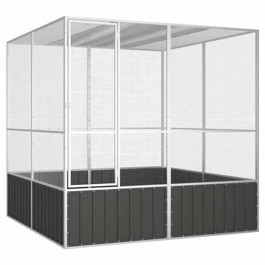 vidaXL Lintuhäkki antrasiitti 213,5x217,5x211,5 cm galvanoitu teräs