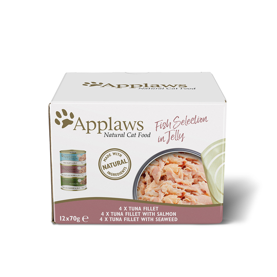 Applaws Adult -purkkilajitelmat 12 x 70 g - Fish Selection in Jelly