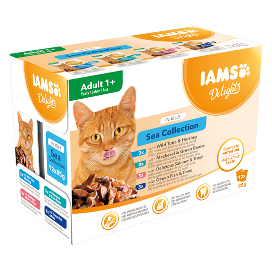 IAMS Delights Adult in Jelly - 12 x 85 g Sea Mix in Jelly