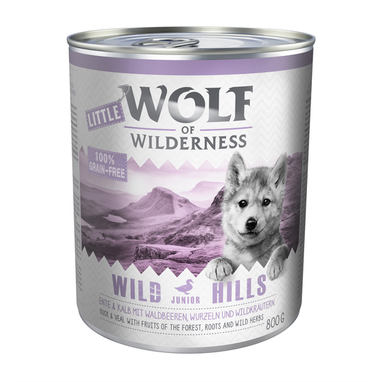 Little Wolf of Wilderness -säästöpakkaus 12 x 800 g - mix: ankka & vasikka, kana & lohi