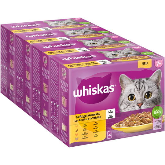 Whiskas Senior Pouches -lajitelma 48 x 85 g - 7+ siipikarjavalikoima hyytelössä