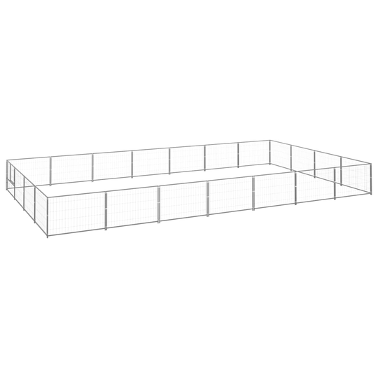 vidaXL Koiranhäkki hopea 28 m² teräs