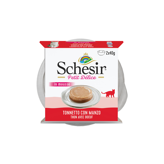 Schesir Petit Delice in Mousse 12 x 40 g - tonnikala ja naudanliha
