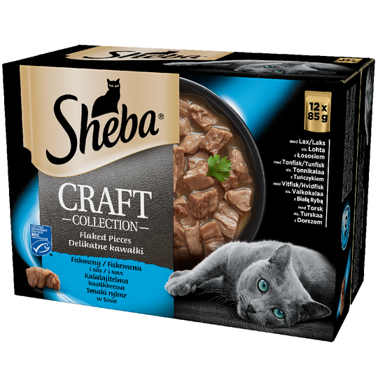 Sheba Craft Collection -säästöpakkaus 48 x 85 g - kalalajitelma kastikkeessa