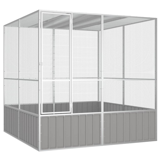 vidaXL Lintuhäkki harmaa 213,5x217,5x211,5 cm galvanoitu teräs
