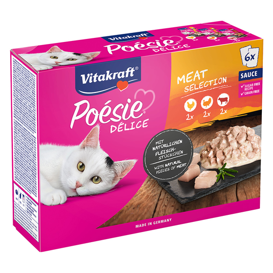 5 + 1 kaupan päälle! 6 x 85 g Vitakraft Poésie DéliSauce -sekoitus - lihasekoitus