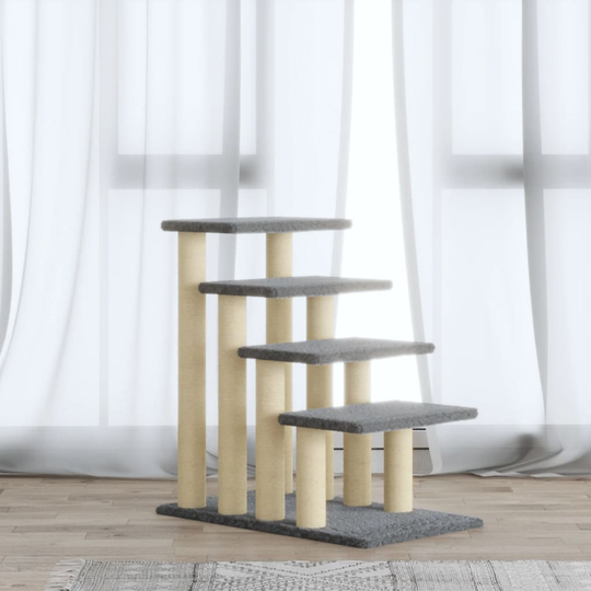 vidaXL Kissan kiipeilypuu sisal- raapimispylväillä vaaleanharmaa 63 cm