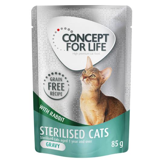 12 x 85 g Concept for Life viljaton erikoishintaan! - Sterilised Cats kani - kastikkeessa