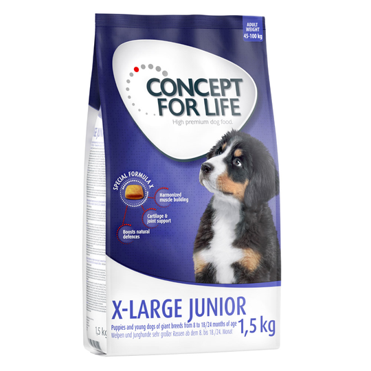 1 kg / 1,5 kg Concept for Life -koiranruokaa kokeiluhintaan! - 1,5 kg X-Large Junior
