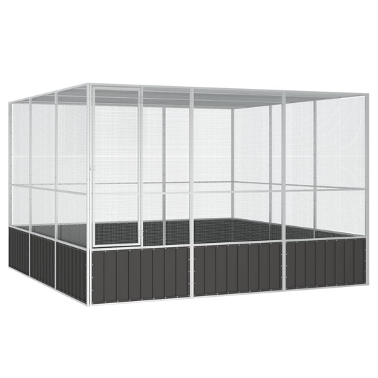 vidaXL Lintuhäkki antrasiitti 302,5x324,5x211,5 cm galvanoitu teräs