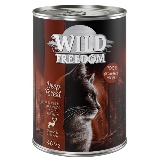 24 x 400 g Wild Freedom -kissanruokaa erikoishintaan! - Deep Forest - peura & kana