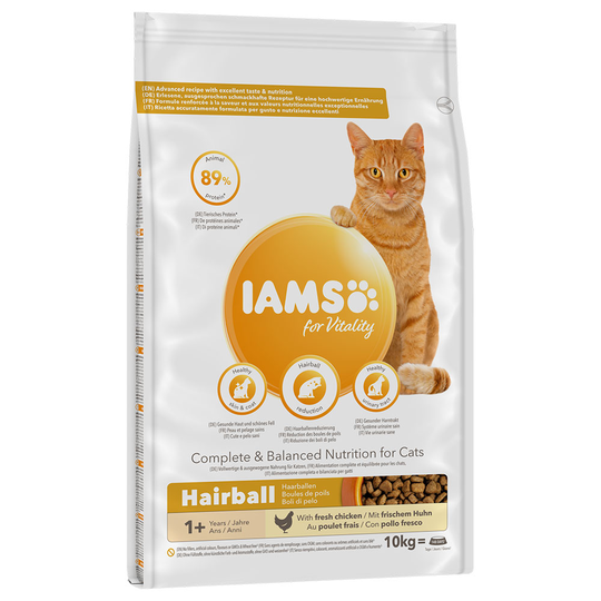Iams kissanruoka erikoishintaan: 10% alennusta! - Hairball Adult Chicken (10 kg)