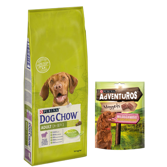 14 kg Purina Dog Chow + 300 g AdVENTuROS Nuggets kaupan päälle! - Adult Lamb & Rice