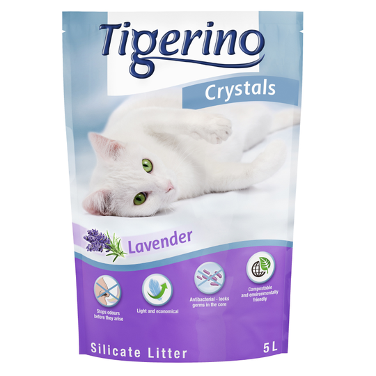 Tigerino Crystals Lavendel -kissanhiekka, laventeli - 5 l