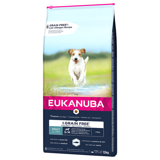 Eukanuba Grain Free Adult Small / Medium Breed lohi - 12 kg