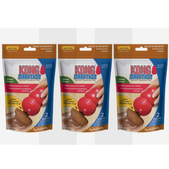 KONG - 3x MARATHON 2-PACK PEANUT BUTTER SMALL 5.1x4.5cm