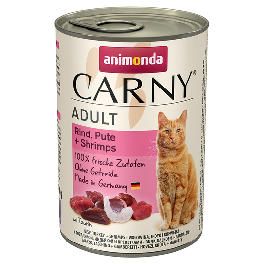 Animonda Carny kissanruoka 24 x 400 g: 20 + 4 kaupan päälle! - Adult: nauta, kalkkuna & katkarapu