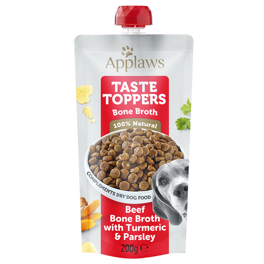 Applaws Taste Toppers Pouch 6 x 200 ml - naudanluuliemi kurkumalla & persiljalla