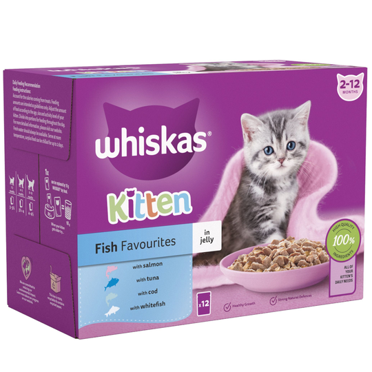 Whiskas Junior Pouches -säästöpakkaus 48 x 85 g - kalavalikoima hyytelössä
