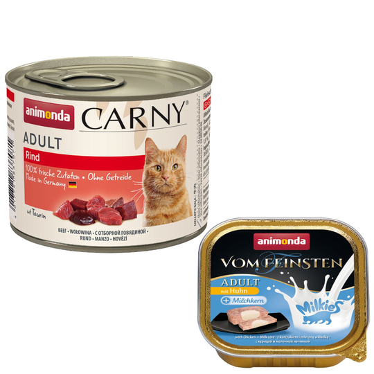 6 x 200 g Animonda Carny Adult + 4 x 15 g Milkies Snack kaupan päälle! - nauta