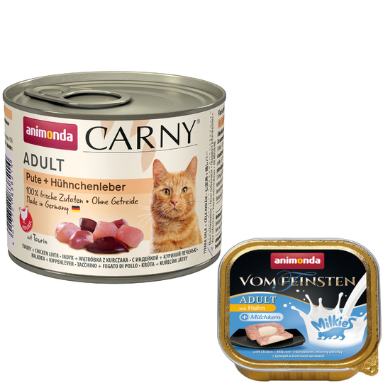 6 x 200 g Animonda Carny Adult + 4 x 15 g Milkies Snack kaupan päälle! - kalkkuna & kananmaksa