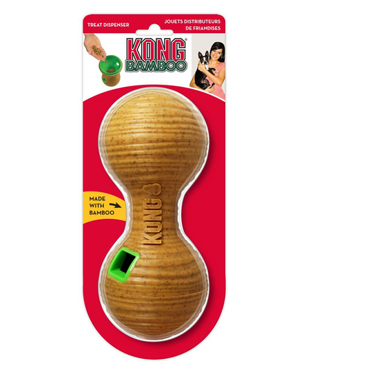 KONG Bamboo Feeder Dumbbell, vaaleanruskea - M-koko: noin P 20 x L 9 cm