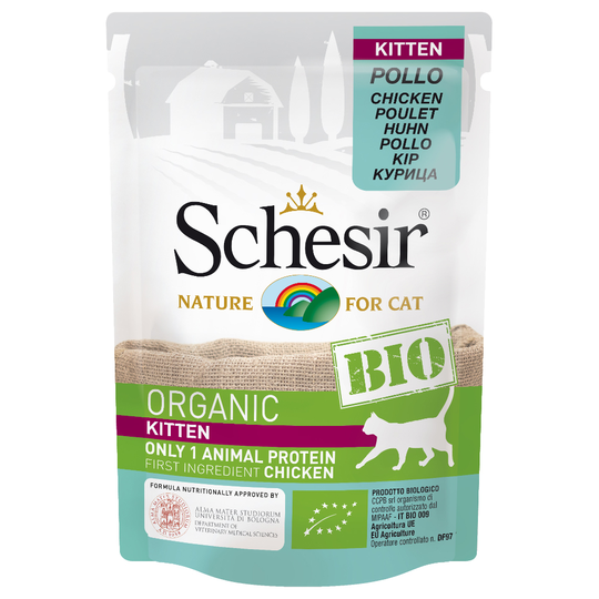 Schesir Organic Pouch 6 x 85 g - Kitten, luomukana