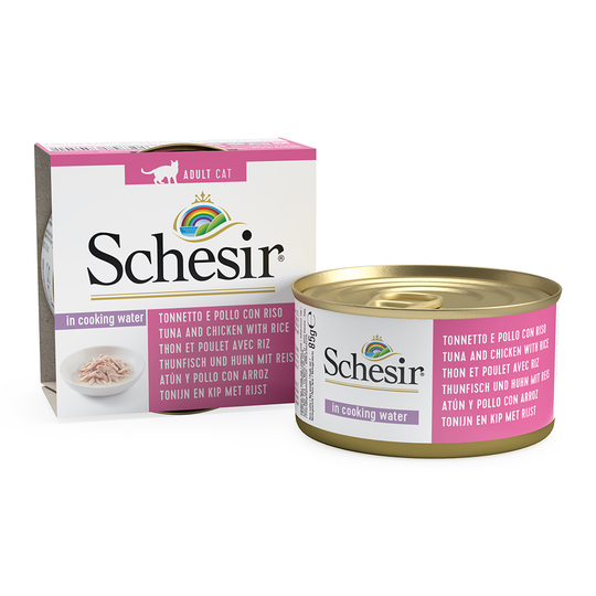 Schesir Natural with Rice -säästöpakkaus 24 x 85 g - kanafile, naudanfile & riisi