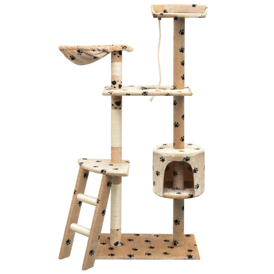 vidaXL Kissan raapimispuu sisal-pylväillä 150 cm tassunjäljet Beige