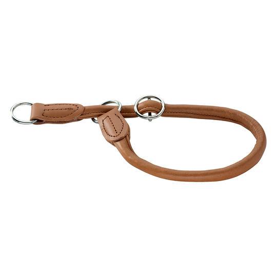 HUNTER Round & Soft -puolikuristava nahkapanta, konjakki - koko: suurimmillaan 55 cm, Ø 10mm