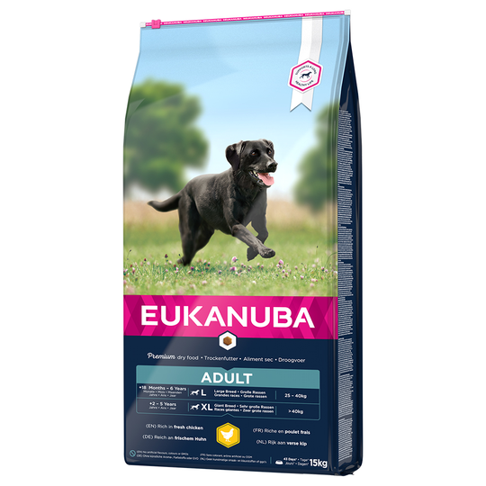 Eukanuba-säästöpakkaus - 2 x 15 kg Adult Large Breed Chicken